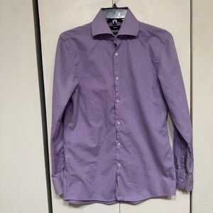 Hugo Boss Long Sleeve Button Up Size 15 32/33 Pink Plaid Shirt Sharp Fit